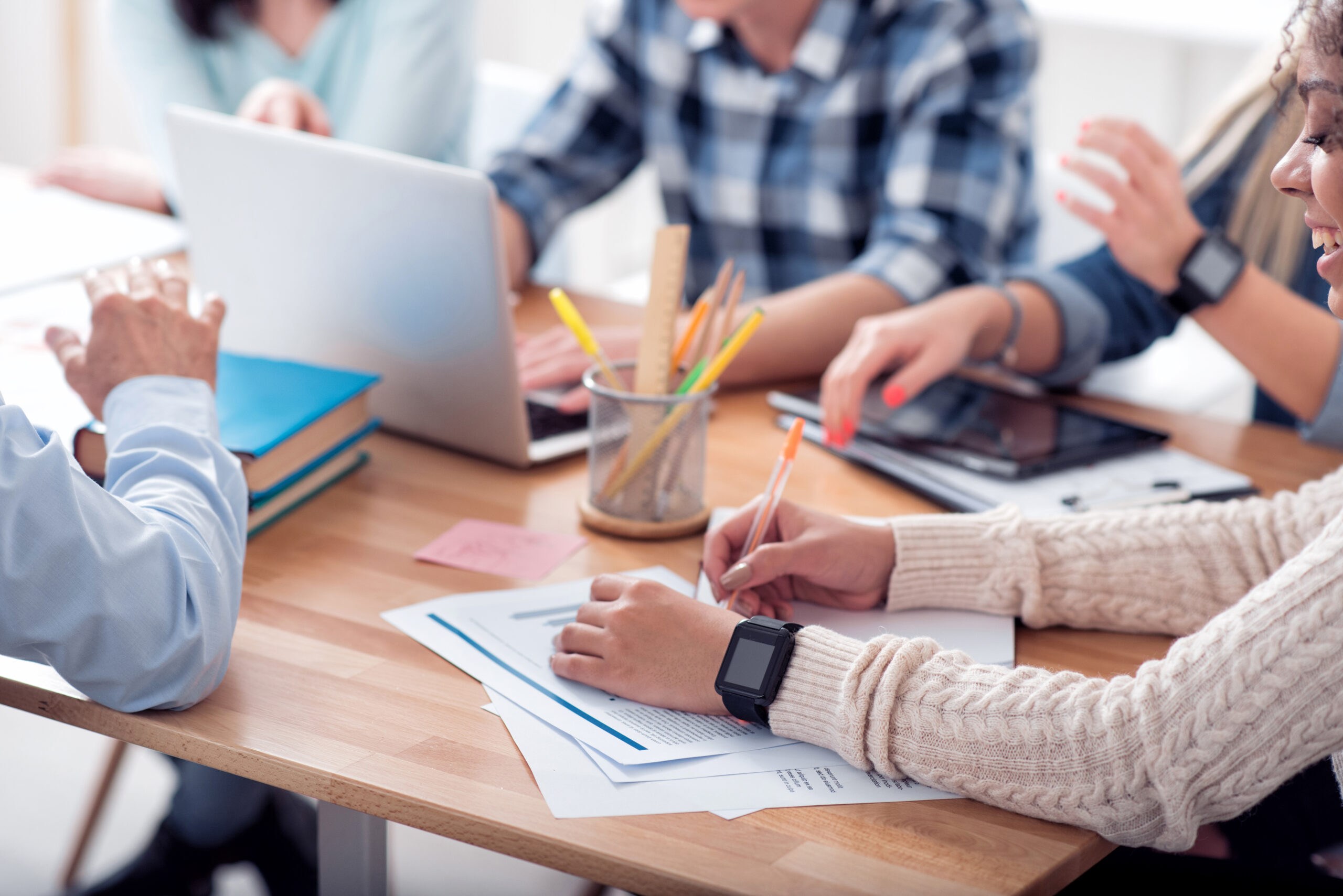 close up image of students working