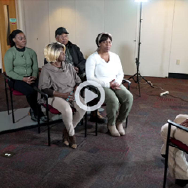 family members being interviewed by news team